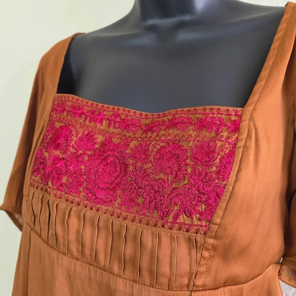 Free People Embroidered Puff Sleeve Blouse